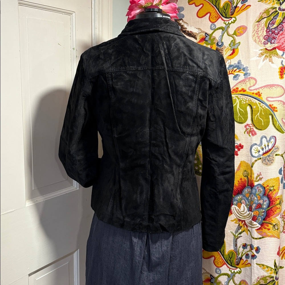 Black Suede Button-Up Jacket - image 3